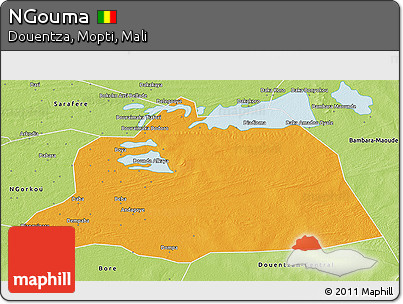 Political 3D Map of NGouma, physical outside