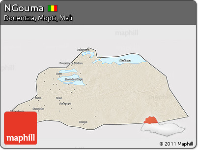 Shaded Relief 3D Map of NGouma, cropped outside