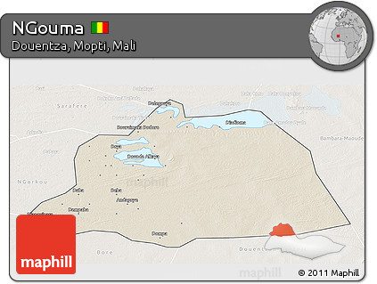 Shaded Relief 3D Map of NGouma, lighten