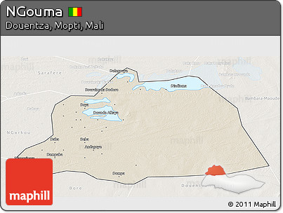 Shaded Relief 3D Map of NGouma, lighten