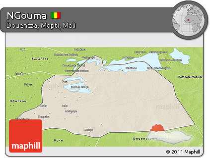 Shaded Relief 3D Map of NGouma, physical outside