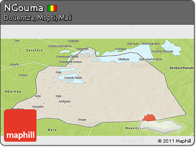Shaded Relief 3D Map of NGouma, physical outside