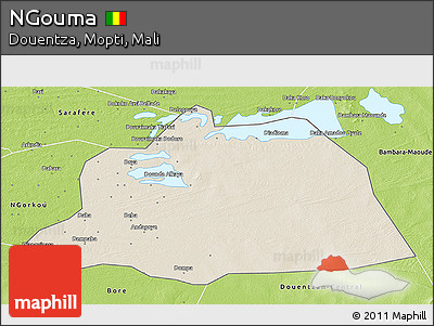 Shaded Relief 3D Map of NGouma, physical outside
