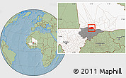 Savanna Style Location Map of NGouma, highlighted country, highlighted grandparent region, hill shading