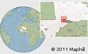 Savanna Style Location Map of NGouma, highlighted country, highlighted parent region, hill shading