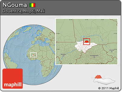 Savanna Style Location Map of NGouma, highlighted grandparent region, hill shading