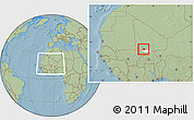 Savanna Style Location Map of NGouma, highlighted parent region, within the entire country, hill shading