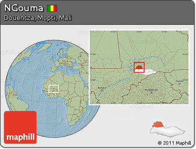 Savanna Style Location Map of NGouma, highlighted parent region, hill shading