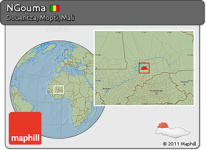 Savanna Style Location Map of NGouma, hill shading