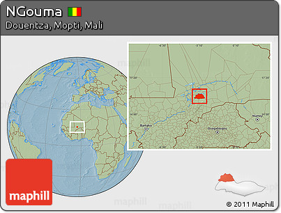 Savanna Style Location Map of NGouma, hill shading
