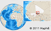 Shaded Relief Location Map of NGouma, highlighted country, highlighted grandparent region, within the entire country