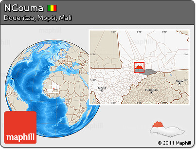 Shaded Relief Location Map of NGouma, highlighted country, highlighted parent region