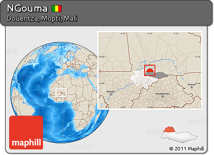Shaded Relief Location Map of NGouma, highlighted parent region, highlighted grandparent region