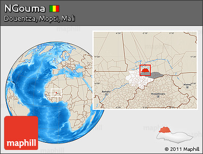 Shaded Relief Location Map of NGouma, highlighted parent region, highlighted grandparent region