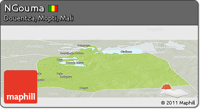 Physical Panoramic Map of NGouma, lighten, semi-desaturated