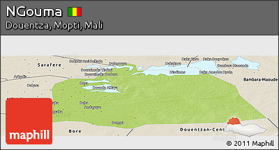 Physical Panoramic Map of NGouma, shaded relief outside