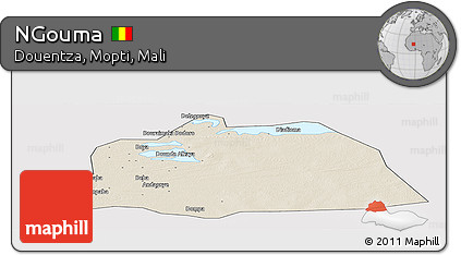 Shaded Relief Panoramic Map of NGouma, cropped outside