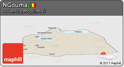 Shaded Relief Panoramic Map of NGouma, cropped outside