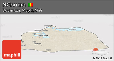 Shaded Relief Panoramic Map of NGouma, cropped outside
