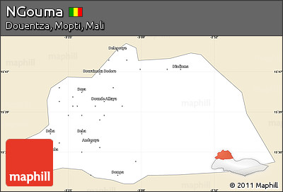 Classic Style Simple Map of NGouma, single color outside