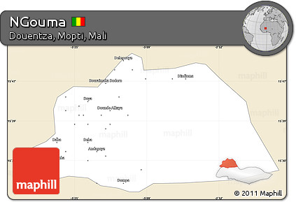 Classic Style Simple Map of NGouma, single color outside