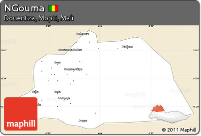 Classic Style Simple Map of NGouma, single color outside
