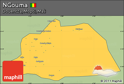 Savanna Style Simple Map of NGouma, cropped outside