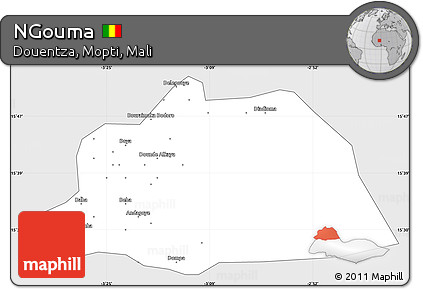 Silver Style Simple Map of NGouma, single color outside