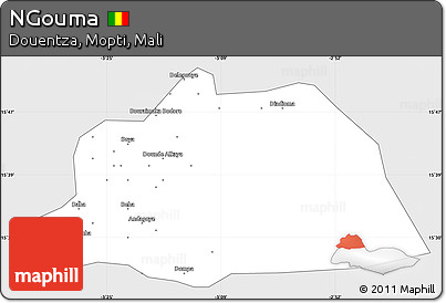 Silver Style Simple Map of NGouma, single color outside