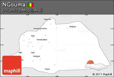 Silver Style Simple Map of NGouma, single color outside