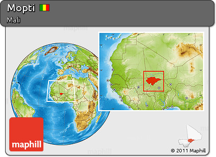 Physical Location Map of Mopti, within the entire country