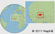 Savanna Style Location Map of Mopti, within the entire country