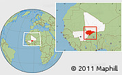 Savanna Style Location Map of Mopti, highlighted country, within the entire country