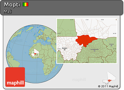 Savanna Style Location Map of Mopti, highlighted country