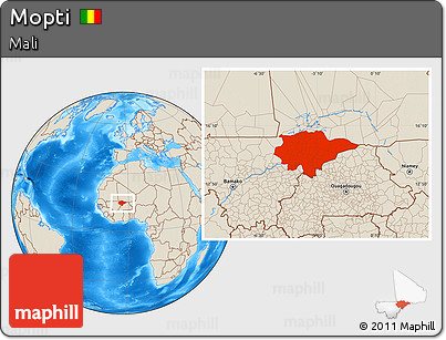 Shaded Relief Location Map of Mopti