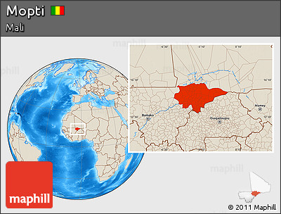 Shaded Relief Location Map of Mopti