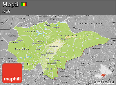 Physical Map of Mopti, desaturated