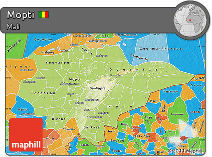 Physical Map of Mopti, political outside