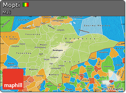 Physical Map of Mopti, political outside