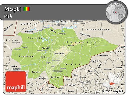 Physical Map of Mopti, shaded relief outside