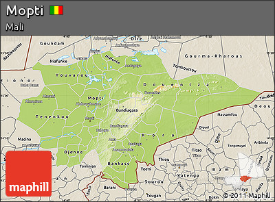 Physical Map of Mopti, shaded relief outside