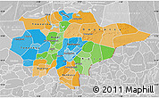 Political Map of Mopti, lighten, desaturated
