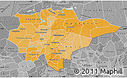 Political Shades Map of Mopti, desaturated