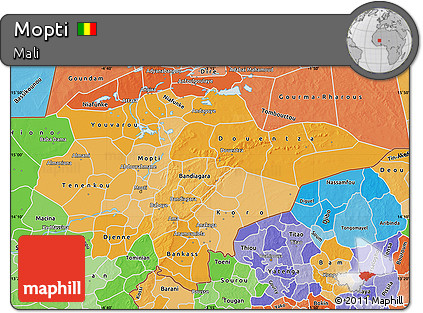 Political Shades Map of Mopti