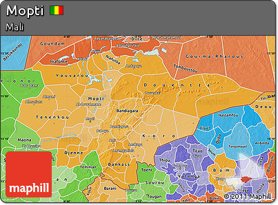 Political Shades Map of Mopti