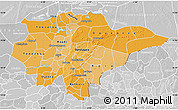 Political Shades Map of Mopti, lighten, desaturated