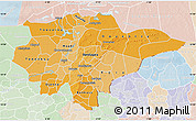 Political Shades Map of Mopti, lighten