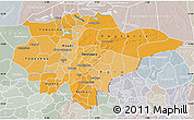 Political Shades Map of Mopti, lighten, semi-desaturated
