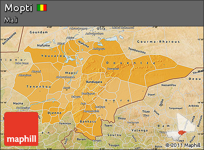 Political Shades Map of Mopti, satellite outside