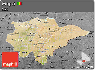 Satellite Map of Mopti, darken, desaturated